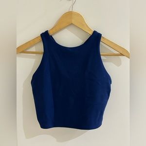 Navy Athletic Crop Tank w/ Built-in Bra